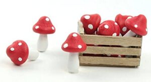 meyer imports mini wooden mushroom decoration (pack of 6) – miniature mushrooms for fairy garden art/crafts/dollhouse/figurines decor – red