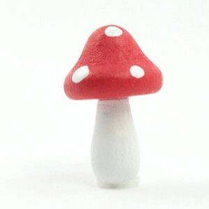 Meyer Imports Mini Wooden Mushroom Decoration (Pack of 6) - Miniature Mushrooms for Fairy Garden Art/Crafts/Dollhouse/Figurines Decor - Red