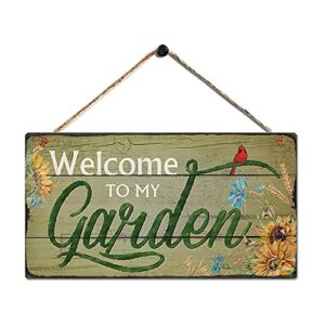 rustic garden signs vintage welcome to my garden hanging plaque moms dads herb plants welcome signs by 6”x11.5”