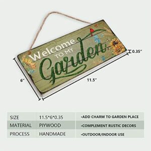 Rustic Garden Signs Vintage Welcome to My Garden Hanging Plaque Moms Dads Herb Plants Welcome Signs by 6''x11.5''