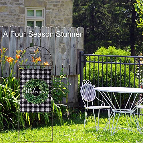 hogardeck Garden Flag Holder Stand - Premium Weather-Proof Garden Flag Arbor Metal Powder-Coated Yard Flag Pole Outdoor Decor Garden Flags Flagpole Stakes