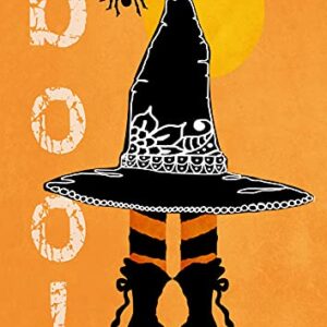 Toland Home Garden 28x40 Inch Double Sided House Flag Halloween Flag, Boo Boots Spooky Halloween Garden Flag For Outdoor Yard Flag Decoration