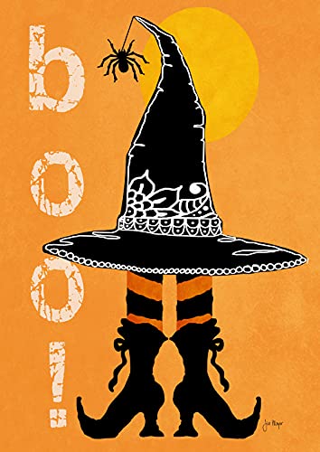 Toland Home Garden 28x40 Inch Double Sided House Flag Halloween Flag, Boo Boots Spooky Halloween Garden Flag For Outdoor Yard Flag Decoration