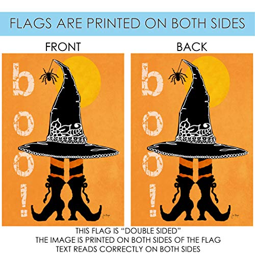 Toland Home Garden 28x40 Inch Double Sided House Flag Halloween Flag, Boo Boots Spooky Halloween Garden Flag For Outdoor Yard Flag Decoration