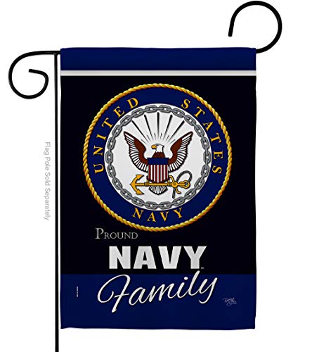 Navy Proudly Family Garden Flag Armed Forces USN Seabee United State American Military Veteran Retire Official Small Decorative Gift Yard House Banner Double-Sided Made In USA 13 X 18.5