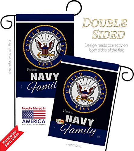 Navy Proudly Family Garden Flag Armed Forces USN Seabee United State American Military Veteran Retire Official Small Decorative Gift Yard House Banner Double-Sided Made In USA 13 X 18.5