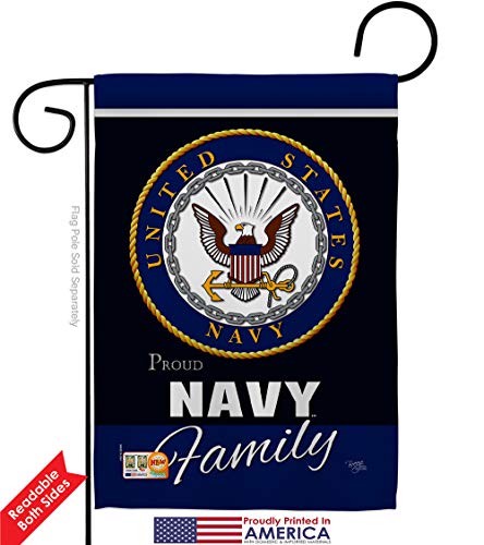 Navy Proudly Family Garden Flag Armed Forces USN Seabee United State American Military Veteran Retire Official Small Decorative Gift Yard House Banner Double-Sided Made In USA 13 X 18.5