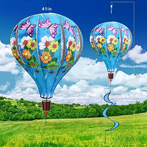 Giant Rainbow Butterfly Hot Air Balloon Garden Wind Spinners Large Pinwheels Lawn Yard Catchers Ornaments Windmills Outdoor Hanging Decor Whirligigs Wind Hanging Windsock 2Pack