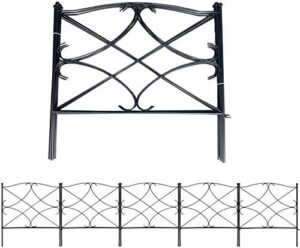 ashmanonline galvanized garden fence 24in x 10ft, black (set of 5) – outdoor metal landscape fencing steel wire gate border edge folding patio flower bed animal barrier section edging.