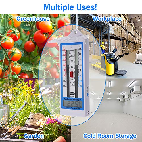 Digital Greenhouse Thermometer - Max Min Thermometer for Greenhouse or Garden Maximum and Minimum Temperatures Indoor Outdoor Greenhouse Accessories