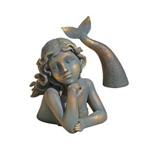 design toscano ql30330 merissa siren of the sea mermaid garden statue, faux verdigris finish