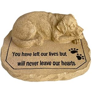 lily’s home weather resistant outdoor memorial garden headstone with dog figurine