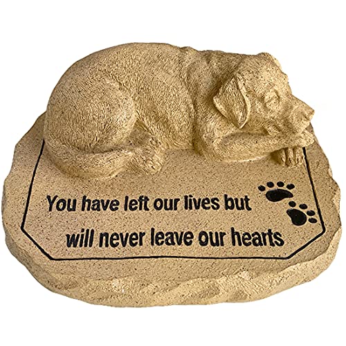 Lily's Home Weather Resistant Outdoor Memorial Garden Headstone with Dog Figurine