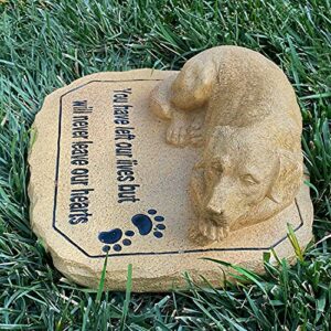 Lily's Home Weather Resistant Outdoor Memorial Garden Headstone with Dog Figurine