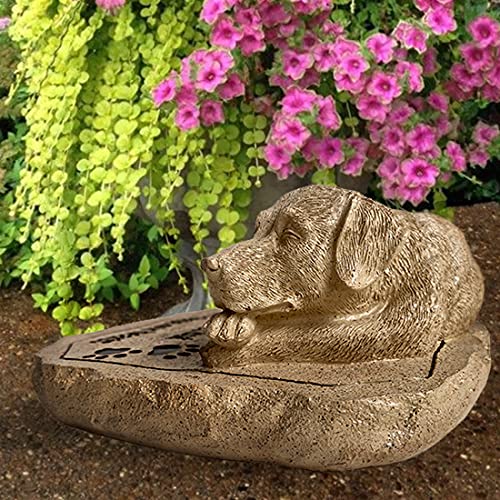 Lily's Home Weather Resistant Outdoor Memorial Garden Headstone with Dog Figurine