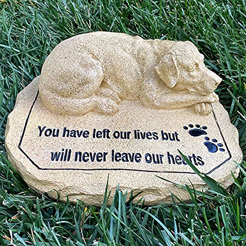 Lily's Home Weather Resistant Outdoor Memorial Garden Headstone with Dog Figurine