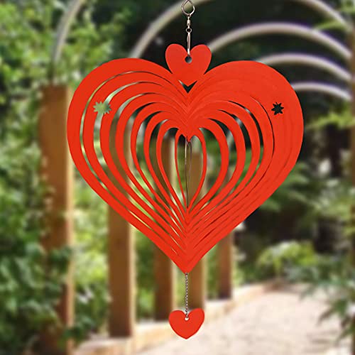 DOTSOPS Wind Spinner 360 Degree Hanging Stainless Steel,Love Wind Spinner Indoor Outdoor Garden Decoration-10“x 10