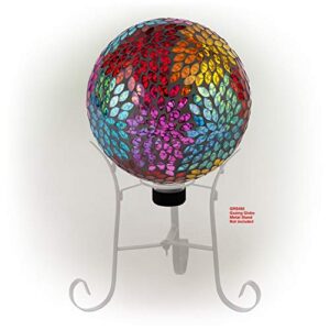 Alpine Corporation HMD172 Alpine 10" Diameter Indoor/Outdoor Glass Leaf Pattern Yard Decoration, Multicolor Gazing Globe