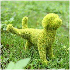 howfield garden statues and figurines outdoors – naughty peeing puppy figurines, grass green dog outdoor statues, outdoor decorations for patio