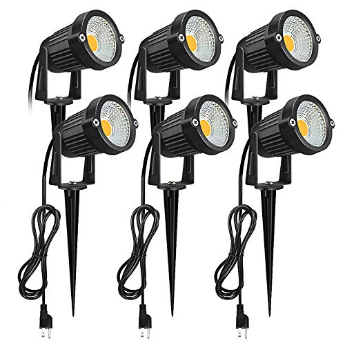 Romwish Landscape Spotlights, Outdoor Landscape Lighting for Yard, 3000K Warm White Landscaping Lights with Stake, 5W IP65 Waterproof Flag Spotlight for House Garden Lawn Decorative (6 Pack)