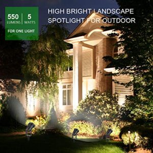 Romwish Landscape Spotlights, Outdoor Landscape Lighting for Yard, 3000K Warm White Landscaping Lights with Stake, 5W IP65 Waterproof Flag Spotlight for House Garden Lawn Decorative (6 Pack)