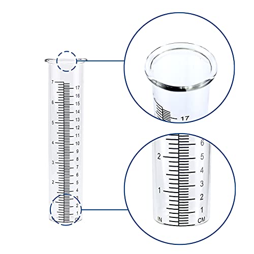 QMET 7" Capacity Rain Gauge Glass Replacement Tube for Yard Garden Outdoor Home