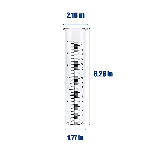 QMET 7" Capacity Rain Gauge Glass Replacement Tube for Yard Garden Outdoor Home