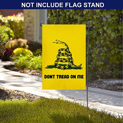 Shmbada Gadsden Don't Tread on Me Burlap Garden Flag, Double Sided Premium Material, Seasonal Outdoor Banner Decorative Small Flags for Home House Yard Lawn Patio, 12.5 x 18.5 Inch