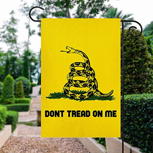 Shmbada Gadsden Don't Tread on Me Burlap Garden Flag, Double Sided Premium Material, Seasonal Outdoor Banner Decorative Small Flags for Home House Yard Lawn Patio, 12.5 x 18.5 Inch