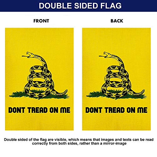 Shmbada Gadsden Don't Tread on Me Burlap Garden Flag, Double Sided Premium Material, Seasonal Outdoor Banner Decorative Small Flags for Home House Yard Lawn Patio, 12.5 x 18.5 Inch