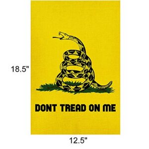 Shmbada Gadsden Don't Tread on Me Burlap Garden Flag, Double Sided Premium Material, Seasonal Outdoor Banner Decorative Small Flags for Home House Yard Lawn Patio, 12.5 x 18.5 Inch