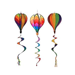 syhonic 3pcs rainbow windsock hot air balloons wind spinner – outdoor whirligig toy garden lwan yard home decoration ornament – colorful kinetic hanging decoration
