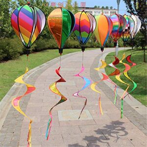 Syhonic 3Pcs Rainbow Windsock Hot Air Balloons Wind Spinner - Outdoor Whirligig Toy Garden Lwan Yard Home Decoration Ornament - Colorful Kinetic Hanging Decoration