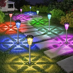 eleclink solar outdoor lights 6 pack, color changing & warm white led solar outdoor decorative lights for christmas, waterproof solar powered garden lights for yard pathway holiday festival decor