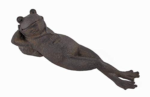 Bellaa 25686 Napping Frog Statue Relax Resting Meditating Zen Garden Buddha Sculpture Yoga Contented Talisman Gift Feng Shui Vastu Figurine