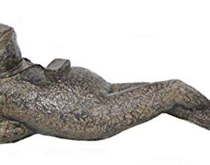 Bellaa 25686 Napping Frog Statue Relax Resting Meditating Zen Garden Buddha Sculpture Yoga Contented Talisman Gift Feng Shui Vastu Figurine