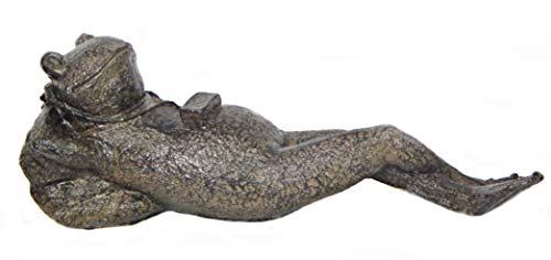 Bellaa 25686 Napping Frog Statue Relax Resting Meditating Zen Garden Buddha Sculpture Yoga Contented Talisman Gift Feng Shui Vastu Figurine