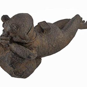 Bellaa 25686 Napping Frog Statue Relax Resting Meditating Zen Garden Buddha Sculpture Yoga Contented Talisman Gift Feng Shui Vastu Figurine