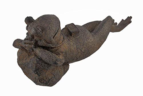 Bellaa 25686 Napping Frog Statue Relax Resting Meditating Zen Garden Buddha Sculpture Yoga Contented Talisman Gift Feng Shui Vastu Figurine