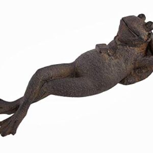 Bellaa 25686 Napping Frog Statue Relax Resting Meditating Zen Garden Buddha Sculpture Yoga Contented Talisman Gift Feng Shui Vastu Figurine