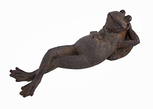 Bellaa 25686 Napping Frog Statue Relax Resting Meditating Zen Garden Buddha Sculpture Yoga Contented Talisman Gift Feng Shui Vastu Figurine