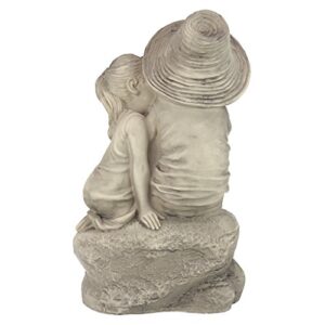 Design Toscano Kissing Kids Boy and Girl Garden Decor Statue, 14 Inch, Polyresin, Antique Stone