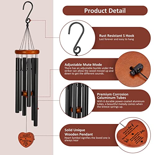 Sympathy Wind Chimes, 32" Memorial Wind Chimes for Loss of Loved One Prime, Meaningful Condolence Bereavement Rememberance Gifts for Loss of Father Mother Outdoor Deep Tone Wind Chimes Deco Garden