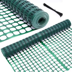ohuhu garden fence animal barrier, 4′ x 100′ reusable netting plastic safety fence roll, temporary pool fence snow fence economy construction fencing poultry fence for deer, rabbits, chicken, dogs