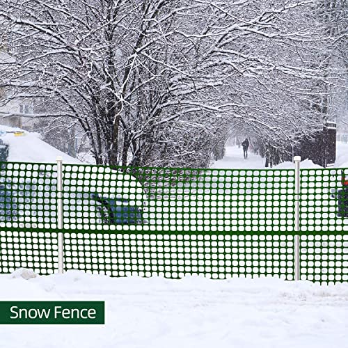 Ohuhu Garden Fence Animal Barrier, 4' x 100' Reusable Netting Plastic Safety Fence Roll, Temporary Pool Fence Snow Fence Economy Construction Fencing Poultry Fence for Deer, Rabbits, Chicken, Dogs