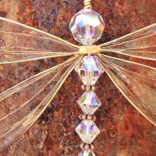 XinTX Dragonfly Crystal Suncatcher Rainbow Maker Prism,Hanging Crystals Ornament for Window Garden Home Decor (Dragonfly)