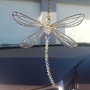 XinTX Dragonfly Crystal Suncatcher Rainbow Maker Prism,Hanging Crystals Ornament for Window Garden Home Decor (Dragonfly)