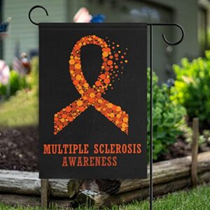 multiple sclerosis awareness garden flag 12×18 inches vertical outdoor-double sided small yard welcome flags support inspirational survivor ribbon prevention cancer house flag decorations
