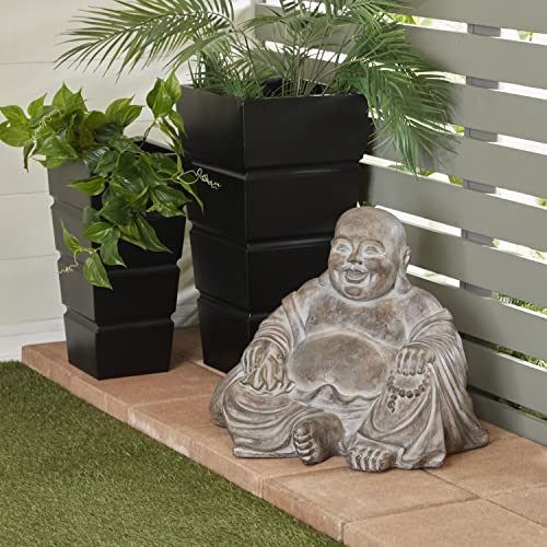 Deco 79 Magnesium Oxide Buddha Indoor Outdoor Meditating Garden Sculpture, 23" x 19" x 18", Brown