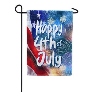 america forever happy 4th of july garden flag – colorful fireworks patriotic celebration- memorial day independence day, yard outdoor decorative double sided flag – 12.5 x 18 inches